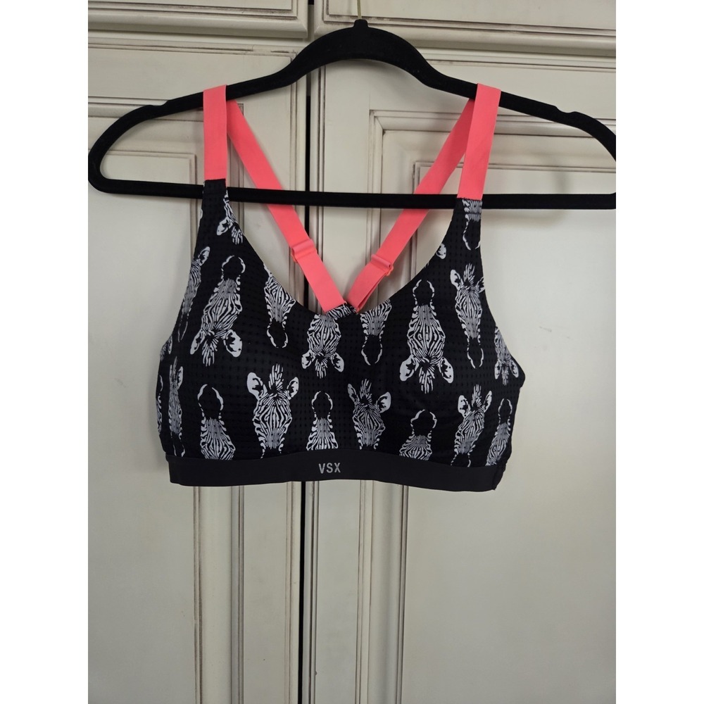 Victoria's Secret Vsx Adjustable Mesh Sports Bra Women's 36b  Zebra Keyhole Back